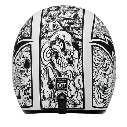 Color - Default - DOT Approved Daytona Cruiser Open Face Motorcycle Helmet - Men, Women & Youth - With Visor & Graphics - W/ Graffiti