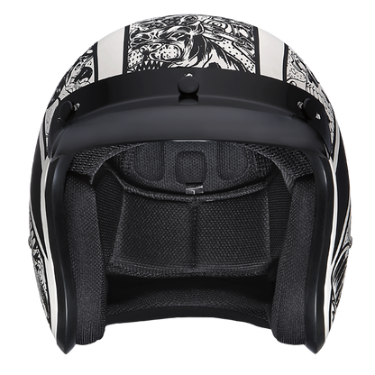 Color - Default - DOT Approved Daytona Cruiser Open Face Motorcycle Helmet - Men, Women & Youth - With Visor & Graphics - W/ Graffiti