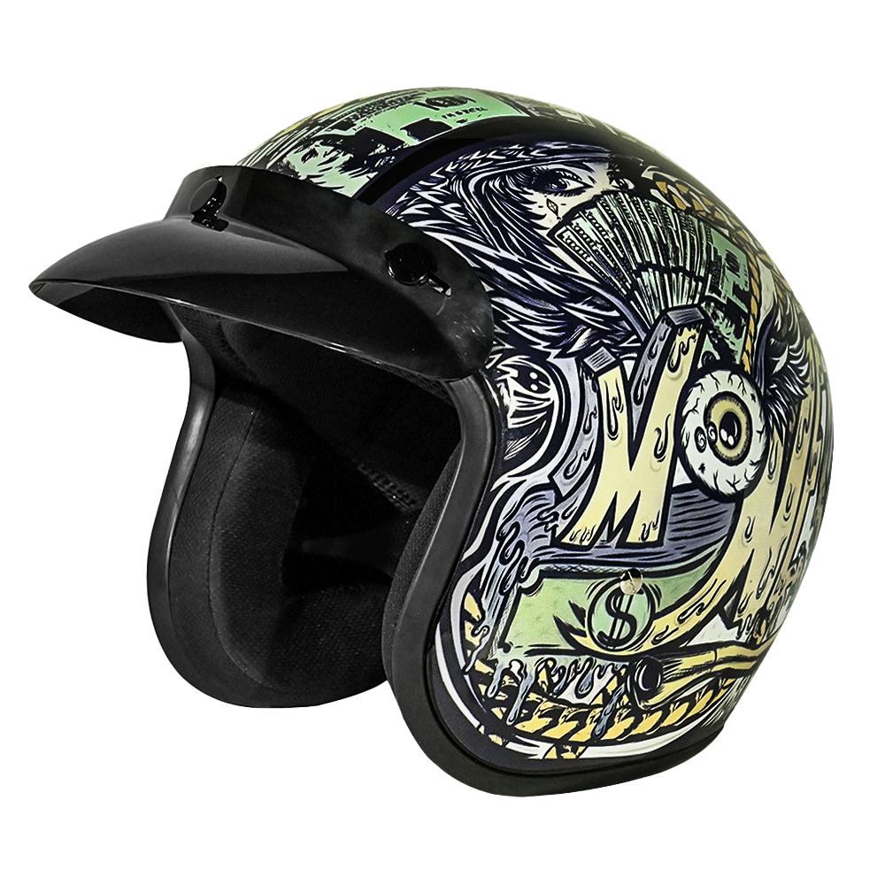 dot certified youth motorcycle helmet DOT Approved Daytona Cruiser Open Face Motorcycle Helmet - Men, Women & Youth - With Visor & Graphics