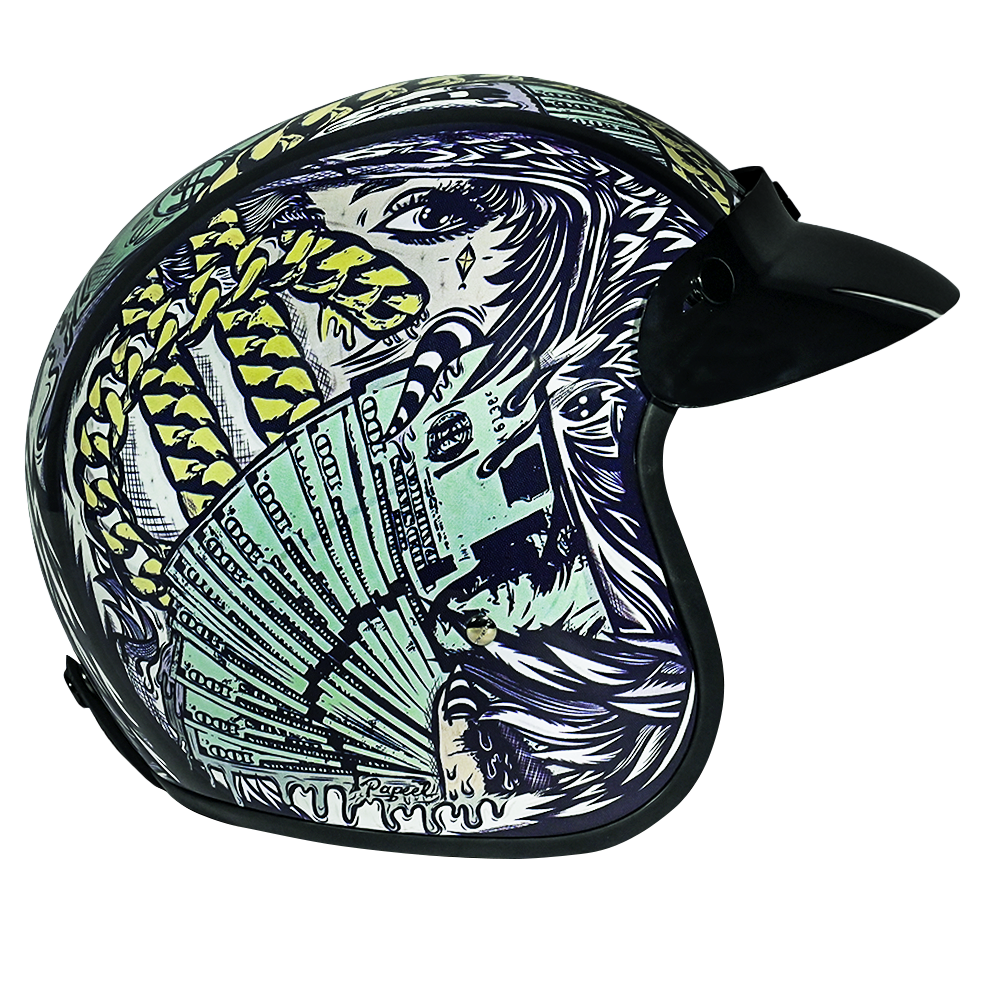 Daytona Cruiser Money Open Face Motorcycle Helmet, 2XL