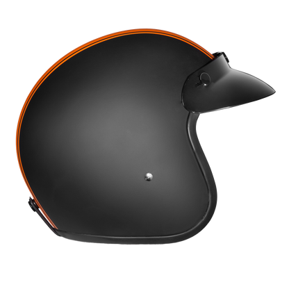Color - Orange - DOT Approved Daytona Cruiser Open Face Motorcycle Helmet - Men, Women & Youth - With Visor & Graphics - W/ Orange Pin Stripe