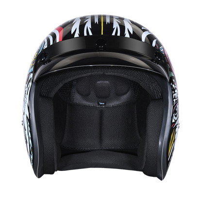 Color - Default - DOT Approved Daytona Cruiser Open Face Motorcycle Helmet - Men, Women & Youth - With Visor & Graphics - W/ Tribal
