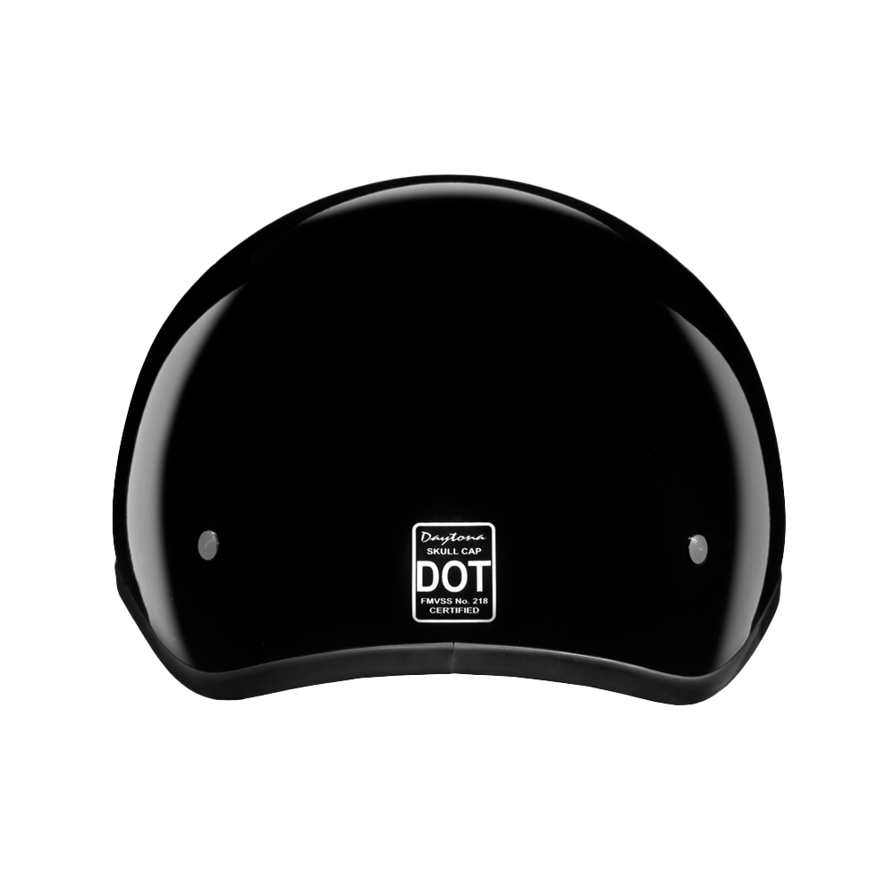 D.O.T. Daytona Skull Cap- Hi-Gloss Black - Dirt Moto Bikes