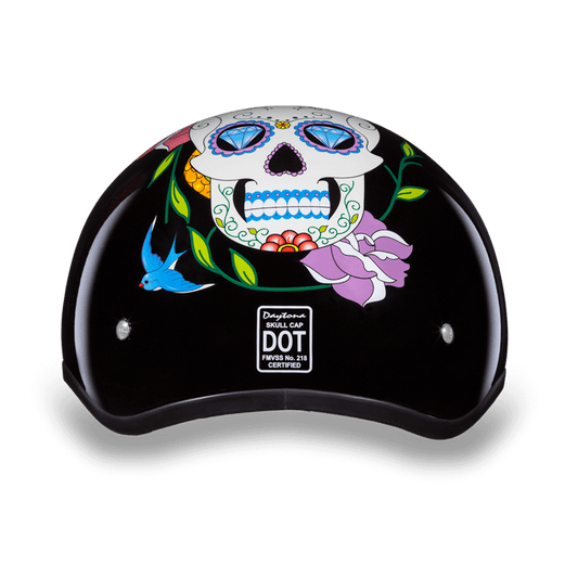 D.O.T. Daytona Skull Cap- W/ Diamond Skull - Dirt Moto Bikes
