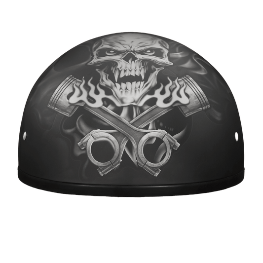 D.O.T. Daytona Skull Cap- W/ Pistons Skull - Dirt Moto Bikes