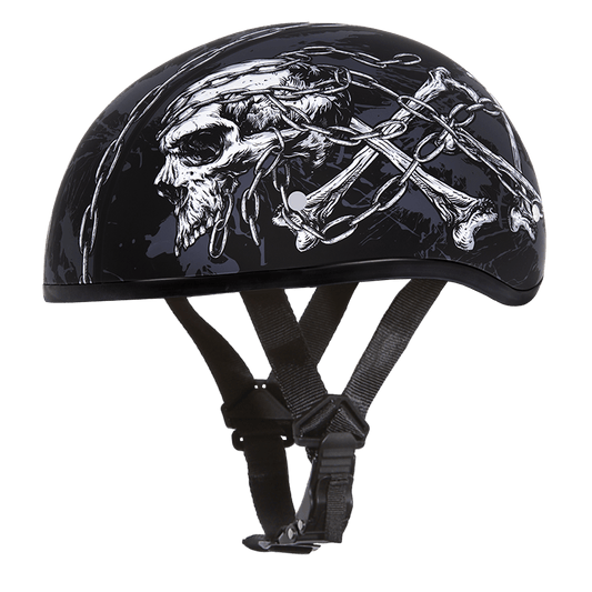 D.O.T. Daytona Skull Cap- W/ Skull Chains - Dirt Moto Bikes