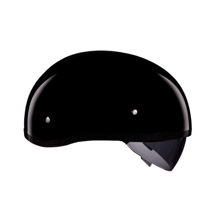 Color - Gloss - D.O.T. Daytona Skull Cap W/ Inner Shield- Hi-Gloss Black