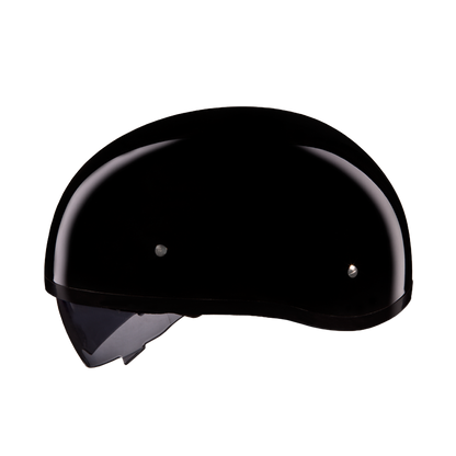 Color - Gloss - D.O.T. Daytona Skull Cap W/ Inner Shield- Hi-Gloss Black