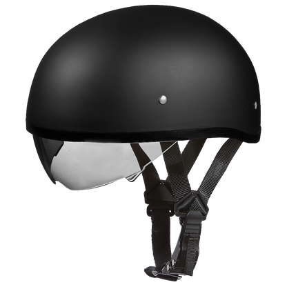 Color - Black - D.O.T. Daytona Skull Cap W/ Inner Shield- Dull Black