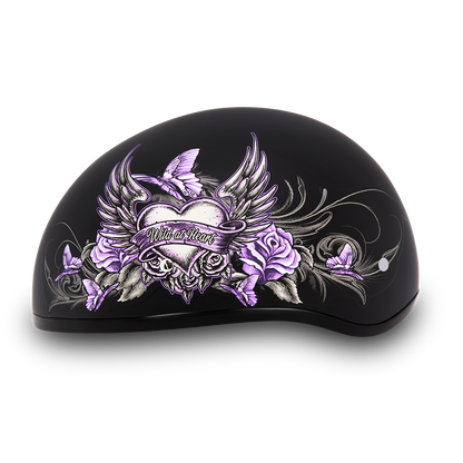 Color - Default - DOT Approved Daytona Motorcycle Half Face Helmet - Skull Cap Graphics for Men & Women, Scooters, ATVs, UTVs & Choppers - W/ Wild At Heart