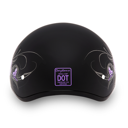 Color - Default - DOT Approved Daytona Motorcycle Half Face Helmet - Skull Cap Graphics for Men & Women, Scooters, ATVs, UTVs & Choppers - W/ Wild At Heart