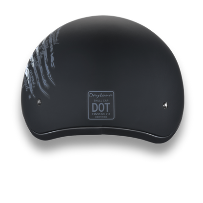 Color - Default - DOT Approved Daytona Motorcycle Half Face Helmet - Skull Cap Graphics for Men & Women, Scooters, ATVs, UTVs & Choppers - W/ 2nd Amendment