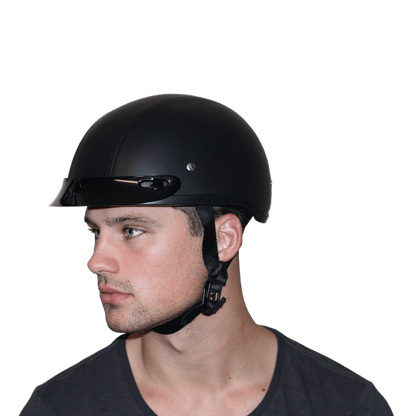 Color - Default - D.O.T. Daytona Skull Cap- Leather Covered