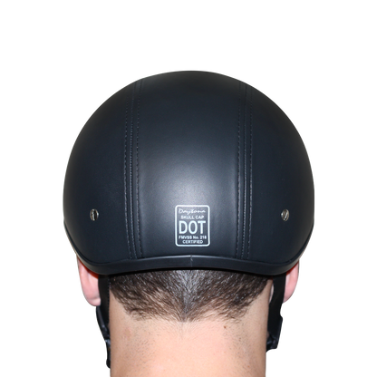 Color - Default - D.O.T. Daytona Skull Cap- Leather Covered