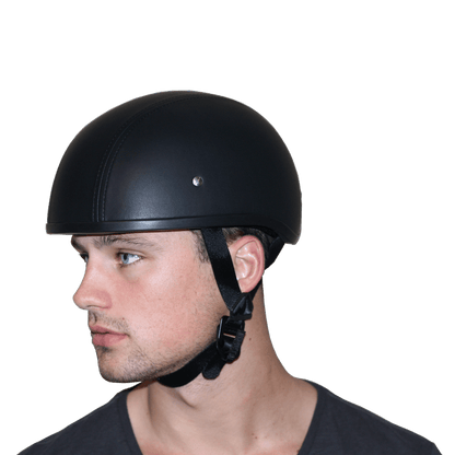 Color - Default - D.O.T. Daytona Skull Cap W/O Visor- Leather Covered