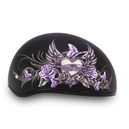 Color - Default - DOT Approved Daytona Motorcycle Half Face Helmet - Skull Cap Graphics for Men & Women, Scooters, ATVs, UTVs & Choppers - W/ Wild At Heart