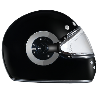 Color - Gloss - DOT Daytona Retro Full Face Motorcycle Helmet: Vintage Style for Men, Women, & Youth - Hi-Gloss Black w/ Chrome Accents