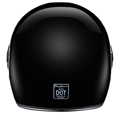 Color - Gloss - DOT Daytona Retro Full Face Motorcycle Helmet: Vintage Style for Men, Women, & Youth - Hi-Gloss Black w/ Chrome Accents