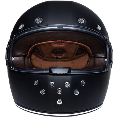 Color - Black - DOT Daytona Retro Full Face Motorcycle Helmet: Vintage Style for Men, Women, & Youth - Dull Black W/ Dull Black Accents