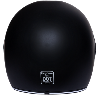 Color - Black - DOT Daytona Retro Full Face Motorcycle Helmet: Vintage Style for Men, Women, & Youth - Dull Black W/ Dull Black Accents