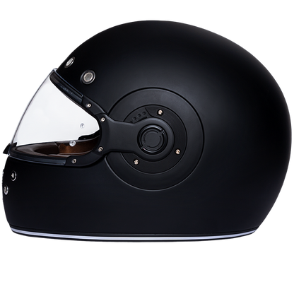 Color - Black - DOT Daytona Retro Full Face Motorcycle Helmet: Vintage Style for Men, Women, & Youth - Dull Black W/ Dull Black Accents