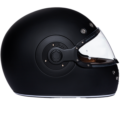 Color - Black - DOT Daytona Retro Full Face Motorcycle Helmet: Vintage Style for Men, Women, & Youth - Dull Black W/ Dull Black Accents
