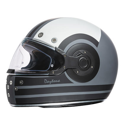 Color - Default - DOT Daytona Retro Full Face Motorcycle Helmet: Vintage Style for Men, Women, & Youth - W/ Racer