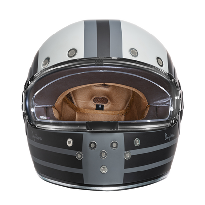Color - Default - DOT Daytona Retro Full Face Motorcycle Helmet: Vintage Style for Men, Women, & Youth - W/ Racer