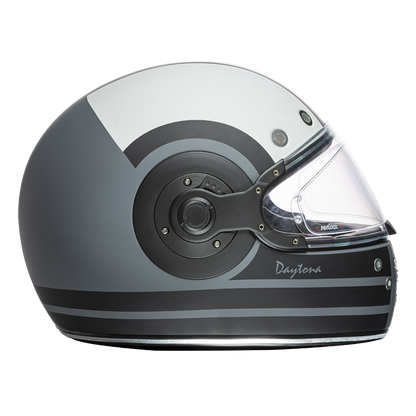 Color - Default - DOT Daytona Retro Full Face Motorcycle Helmet: Vintage Style for Men, Women, & Youth - W/ Racer