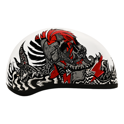 Color - Default - DOT Approved Daytona Motorcycle Half Face Helmet - Skull Cap Graphics for Men & Women, Scooters, ATVs, UTVs & Choppers - W/ Rockin' Reaper