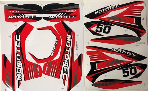 MotoTec Dirt Bike Gazzela Sticker Kit Red