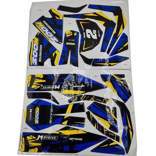 MotoTec 24v 250w (HP120e) Electric Mini Bike - Sticker Kit Blue