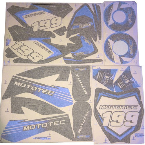 MotoTec 48v Pro Dirt Bike Sticker Kit - Blue