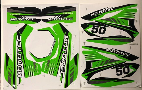 MotoTec Dirt Bike Gazzela Sticker Kit Green