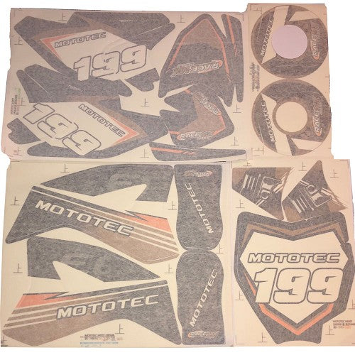 MotoTec 48v Pro Dirt Bike Sticker Kit - Orange