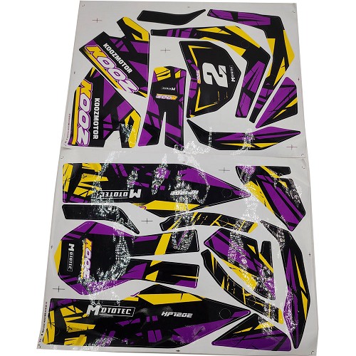 MotoTec 24v 250w (HP120e) Electric Mini Bike - Sticker Kit Purple