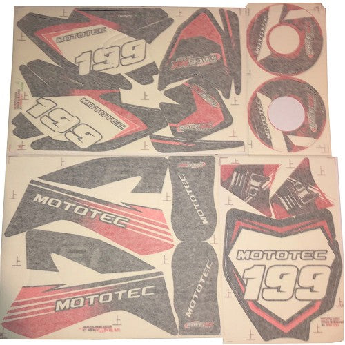 MotoTec 48v Pro Dirt Bike Sticker Kit - Red