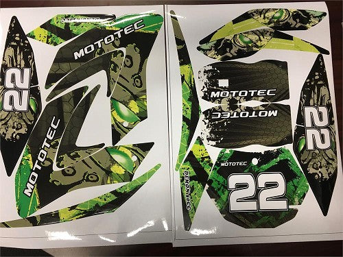 MotoTec 50cc Demon Green Sticker Kit