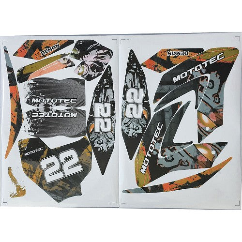 MotoTec 36v Demon Lithium Dirt Bike Sticker Kit Orange