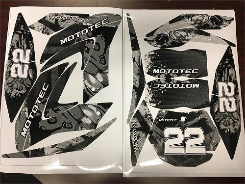 MotoTec 50cc Demon White Sticker Kit