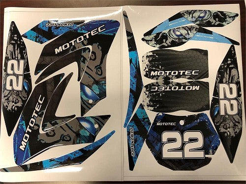 MotoTec 50cc Demon Blue Sticker Kit