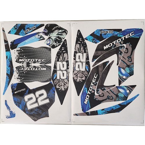 MotoTec 36v Demon Lithium Dirt Bike Sticker Kit Blue