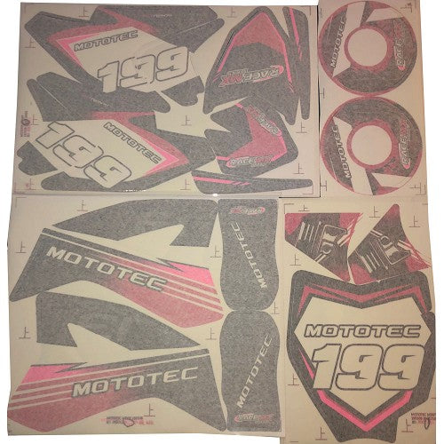 MotoTec 48v Pro Dirt Bike Sticker Kit - Pink
