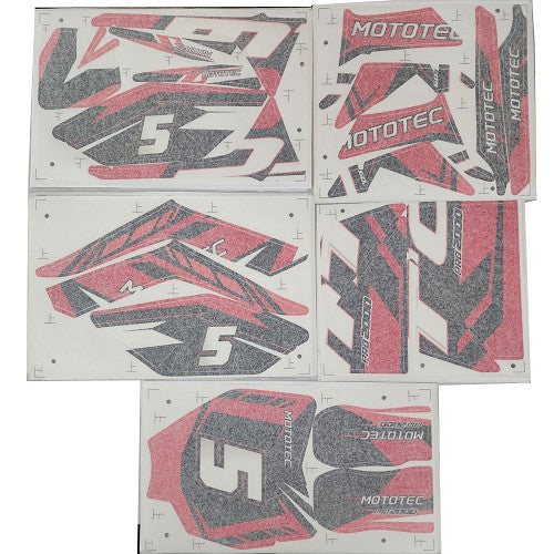 MotoTec 60v 2000w Pro Dirt Bike Sticker Kit - Red